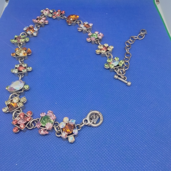 RODRIGO OTAZU Geometric Multicolored Rhinestone Necklace 16" - Picture 3 of 4